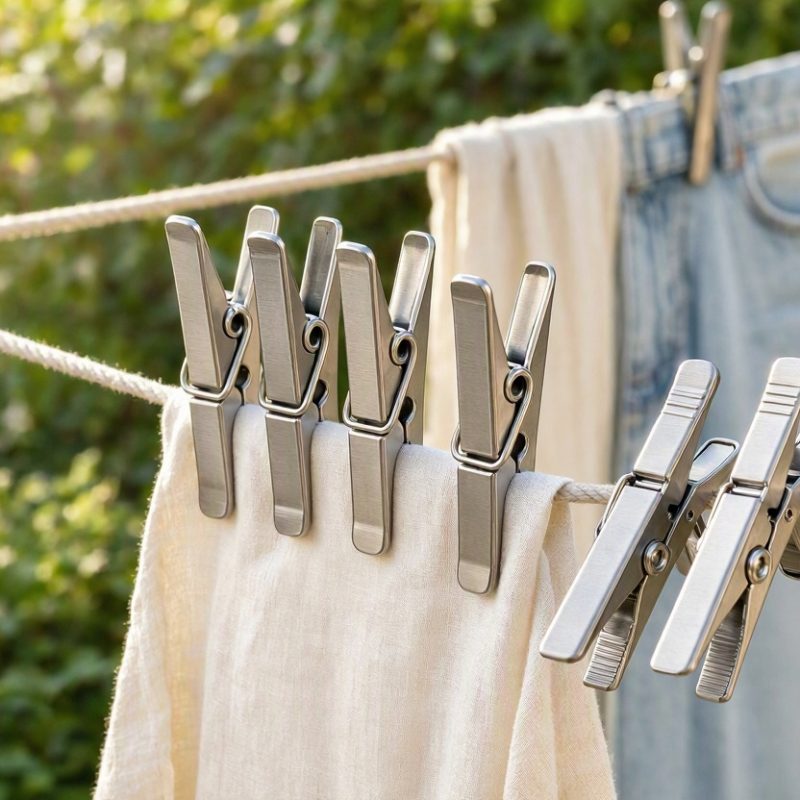 Strong Spring Loaded Clothes Pins Rustproof Metal Pegs for Everyday Wardrobe Organization Durable Laundry Line Clamps
