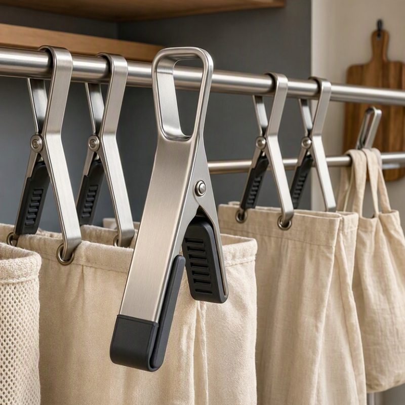 10 Multifunctional Stainless Steel Utility Clips Strong Grip Pegs for Closet Storage Bags Home Kitchen Organization Fasteners