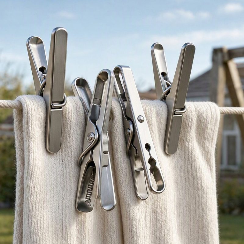 Windproof Stainless Steel Laundry Pegs Durable Clothes Clamps for Outdoor Racks Lines Heavy Duty Sock Organizers